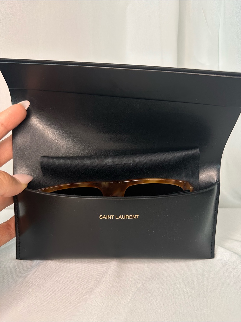 Saint Laurent Chunky Square Sunglasses - Tortoiseshell Front & Black Temples - Picture 3 of 8
